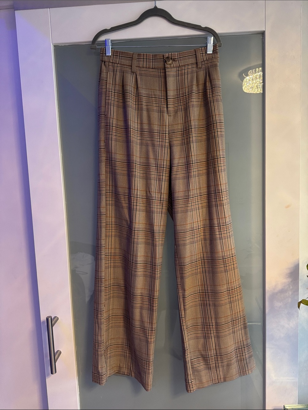 Fashion Nova Brown Plaid Wide-Leg Trousers